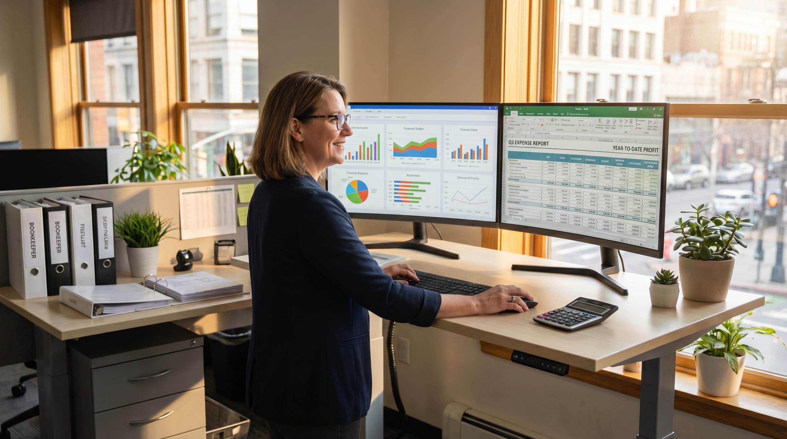Business owner shaking hands with a bookkeeper in a McAllen office