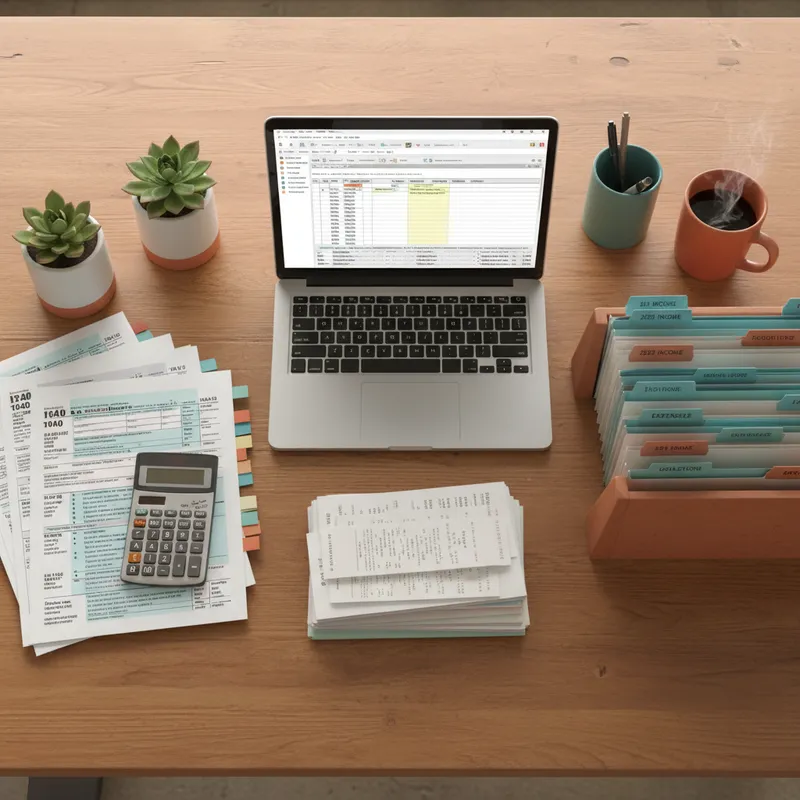 Espacio de coordinación de impuestos con formularios del IRS y estados financieros
