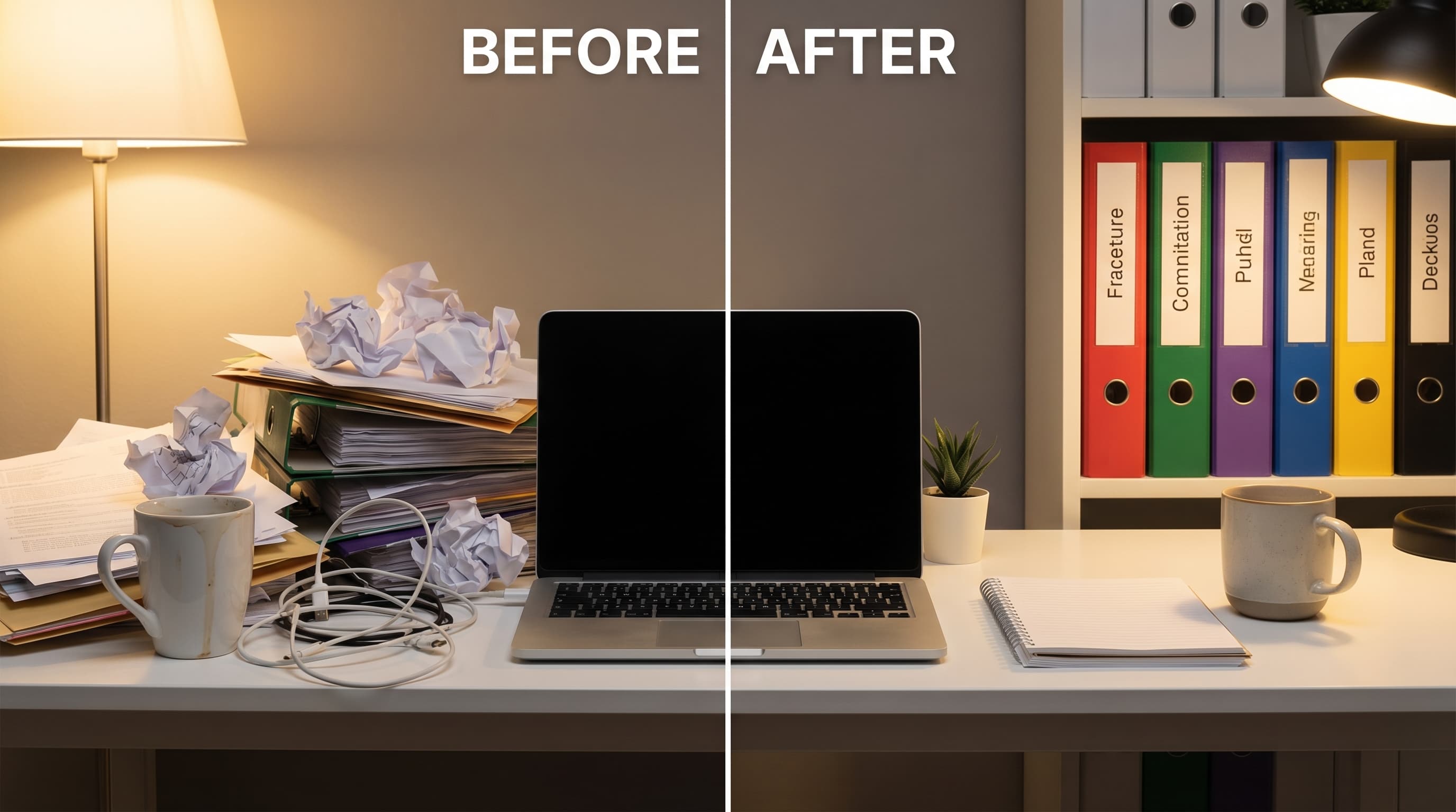 Split view of remote bookkeeper and in-office accountant comparing outsourced vs in-house work